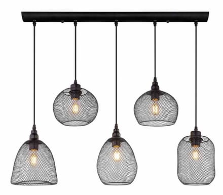 Globo - hanglamp - Anya - zwart - metaal - grote eettafellamp - E27 - 15047-5