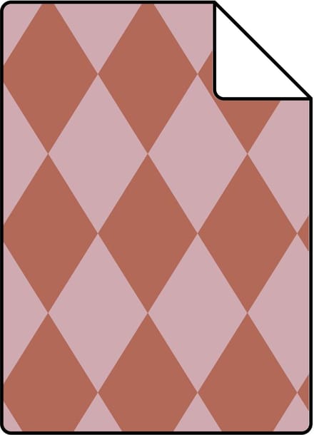 Proefstaal ESTAhome behang ruiten terracotta roze - 26.5 x 21 cm - 131598-S