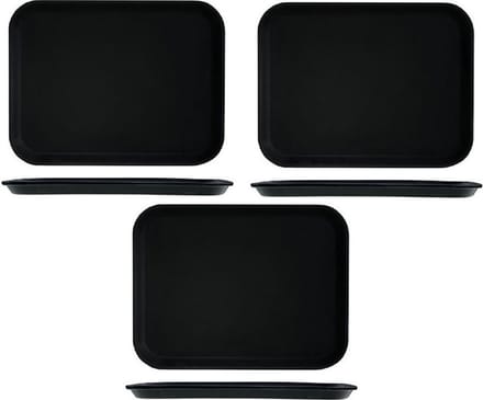 Dienblad - 3x - zwart - kunststof - 30x41 cm - antislip - serveerblad - horeca