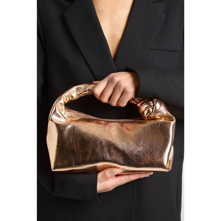 boohoo Dames Metallic Handtas Met Geknoopte Handgreep | Rose Gold
