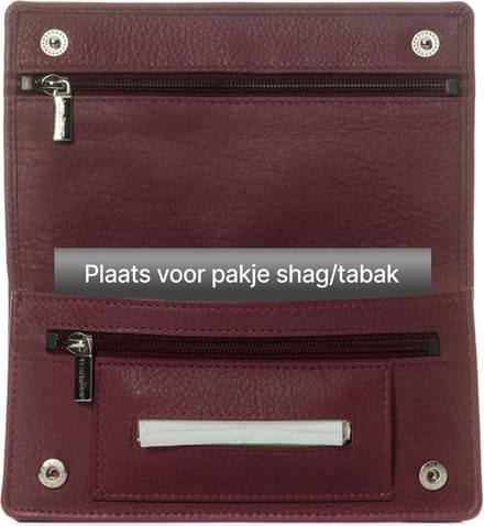 LeonDesign - Tabak etui - Echt leer - Kers/aubergine - Handgemaakte shag etui
