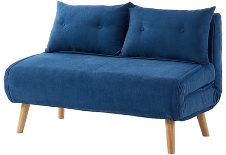 Vente-unique Tweezitsslaapbank in stof VALERIO - Blauw