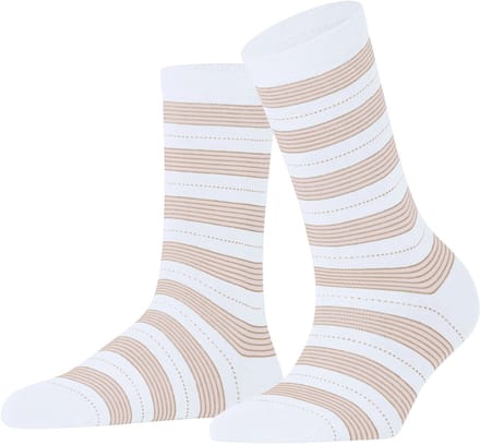 FALKE Stripe Uniform gedessineerd katoen sokken dames wit - maat 39-42