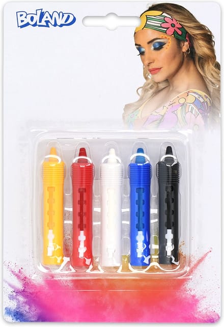Boland - Set 5 Schminkstiftenen - - Schminkstiften - Carnaval, Themafeest, Kinderfeestje -