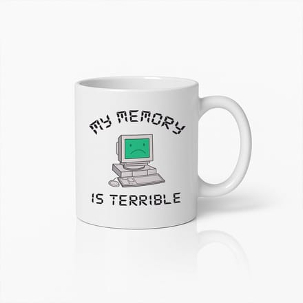 Mijn Geheugen Is Verschrikkelijk Mok 330ml – Grappige Retro Computer Koffiemok voor Programmeurs en Techliefhebbers
