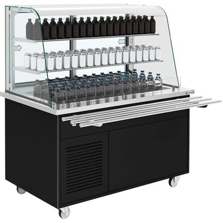 GGM Gastro Buffet-Kühlvitrine DANZIG - 1600mm - 2 Ablagen - mit Tablettrutsche - Schwarz