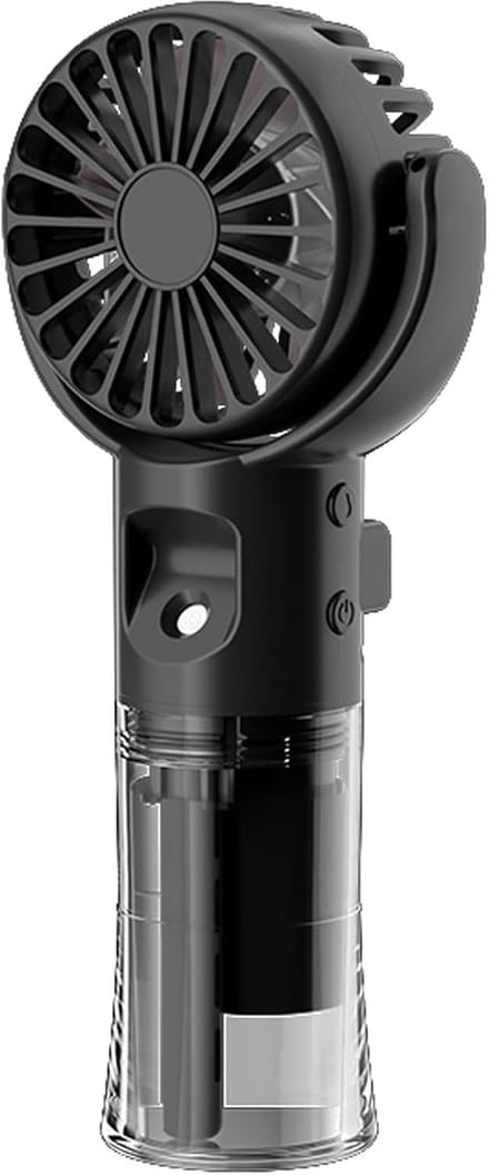 Handventilator - Ventilator - Fan - Waaier - Ventilator Met Waternevel - Draagbare Mini Ventilator - Oplaadbare Mistventilator - 4 Standen - Oplaadbaar - 1200 mAh Draagbare Luchtkoeler - Herbruikbare Handheld Ventilator voor Thuis, Studio - Zwart