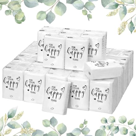 Zakdoekjes Pakketten - Mini Tissues - Bruiloft Gasten - Elegant Ontwerp - 50 Stuks - Wit
