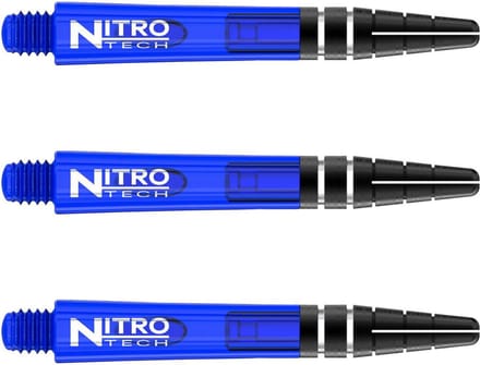 RED DRAGON - Nitrotech Blauw Korte Dartschachten - 3 sets per pakket (9 stengels in totaal)
