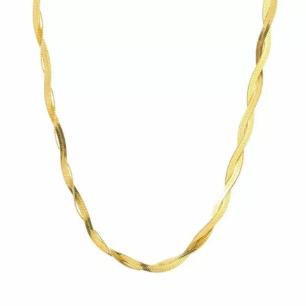 Bijoutheek Collier Plat Slang Gevlochten Goud