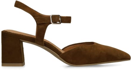 No Stress - Dames - Bruine suède slingbacks - Maat 40