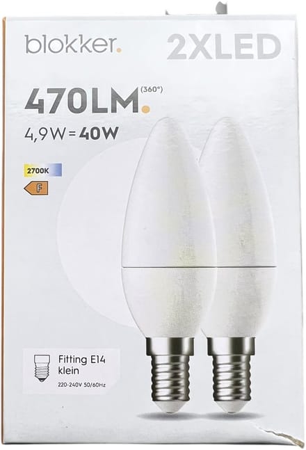 2 x LED Kaarslamp 40watt (4,9 w) Matt E14 2700 kelvin (warm wit)