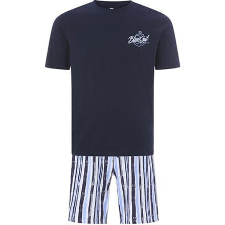 Jan Vanderstorm herren Korte Pyjama - 60/62 - donkerblauw - Plus Size