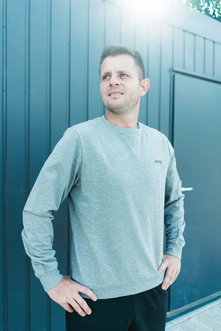 Jeep Heren Sweatshirt Met Ronde Hals Grijs - M