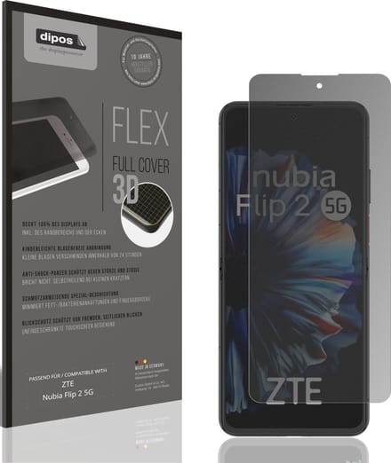 dipos FLEX – Matte Privacy Screenprotector geschikt voor ZTE Nubia Flip 2 5G | Volledige Schermbescherming | Case-Friendly