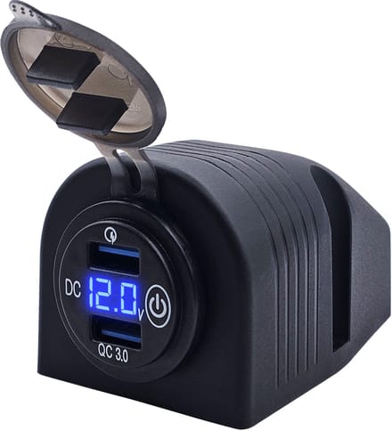 ProRide 12V USB Stopcontact 2 Poorten - Opbouw - QC3.0 - USB Autolader, Boot en Camper - Complete set - Blauw