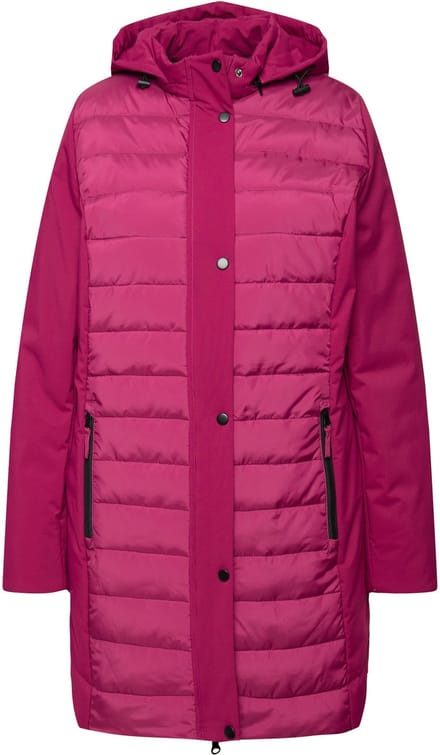 Ulla Popken - Dames - HYPRAR hybride jas stiksel/softshell opstaande kraag - Robijn - Maat 46+