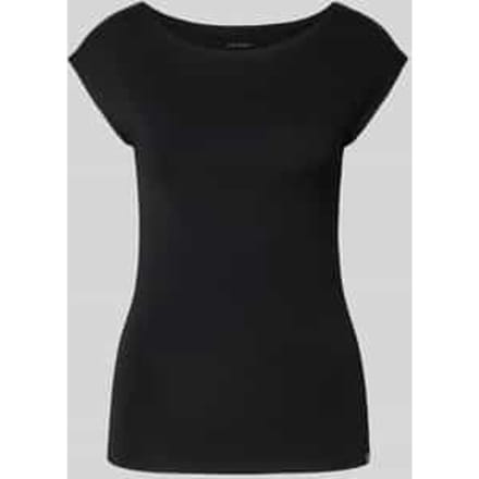 T-shirt met boothals en labeldetail