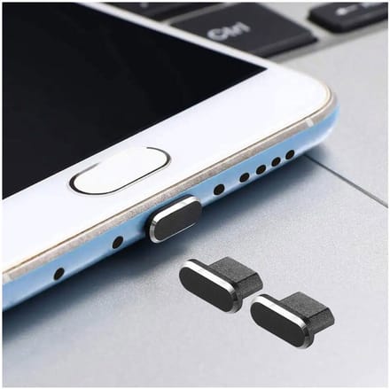 Micro USB Stofdichte Plug Dopje voor Smartphone / Tablet / Camera / E-reader | Kapje voor Micro-USB apparaten tegen Stof, Water en Vuil | 2-Pack | Zwart