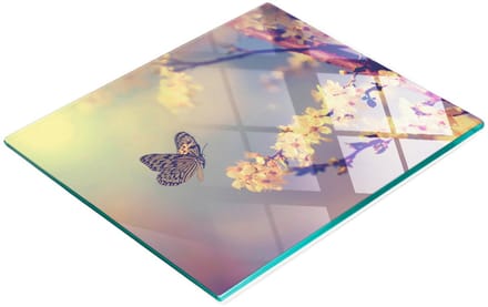 Keuken serveerplank van gehard glas met vlindermotief, 60x52 cm
