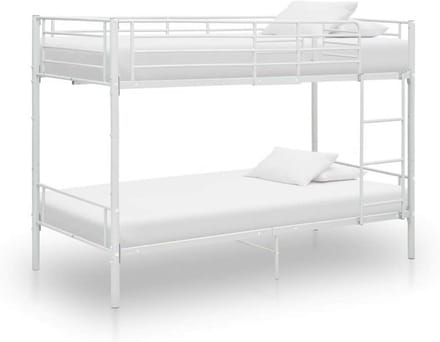 Stapelbed van metaal voor kinderen, wit, 90 x 200 cm