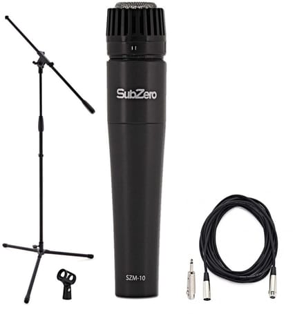 SubZero Dynamische Instrumentmicrofoon met Kabel en Microfoonstandaard