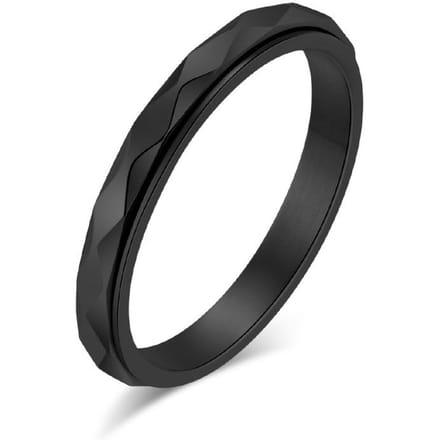 Bague Queue Anneau Style Froid Neutre Forme Diamant Rotative Décompression Acier Titane Fonctionnalité No. 10 black