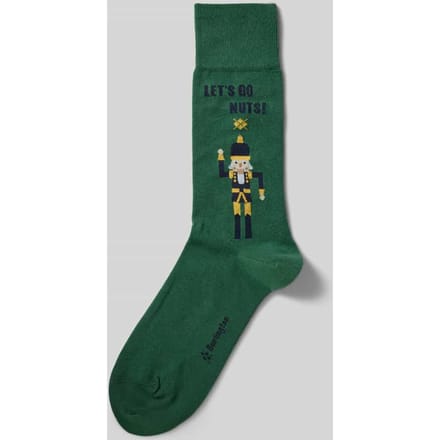 Burlington Nutty Nutracker gedessineerd katoen sokken heren groen - maat 40-46