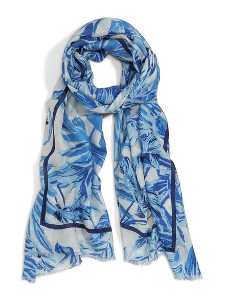 Chique sjaal kasjmier en zijde Van Peter Hahn blauw