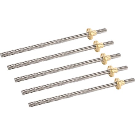 5 stuks T8 Schroef 2 mm spoed 8 mm 200 mm Lineaire Beweging Draadstang met Messing Moer voor 3D-printer gray