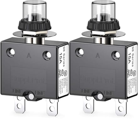 Thermische Veiligheidsschakelaar 15A 125/250VAC - Druktoets Reset met Snelaansluitklemmen - 2 Stuks