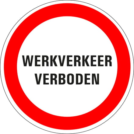 Werkverkeer verboden sticker 100 mm