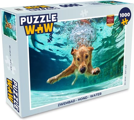 Puzzel Zwembad - Hond - Water - Legpuzzel - Puzzel 1000 stukjes volwassenen