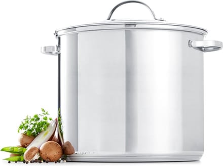 Deski soeppan 14 Liter - 28 cm diameter - Met glazen deksel - RVS