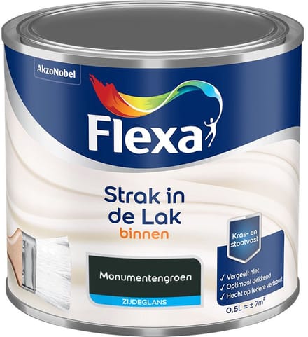 Flexa - Strak In De Lak Binnenlak Zijdeglans - Monumentengroen - Mengverf - 500 Ml