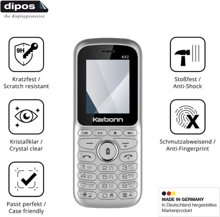 dipos – 2x Pantserfolie geschikt voor Karbonn KX2 | 9H Screenprotector