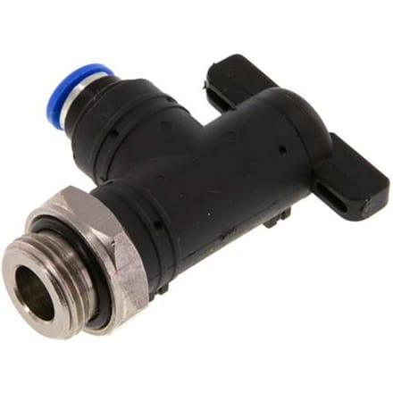 6 mm - G3/8'' Kunststof/Messing L-stuk 2-Weg Kogelkraan