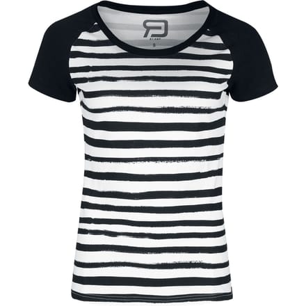 R.E.D. Rock-Engineered Design zwart/wit gestreept T-shirt - Dames - L