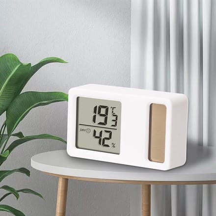 Zonne-energie Temperatuur en Vochtigheidssensor voor Binnengebruik met Duidelijk Display