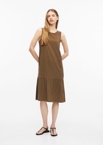 Mouwloze jurk van all-over bedrukte viscose met ronde hals en rechte snit teck dames s.Oliver
