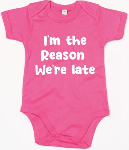 Rompertje I Am The Reason We Are Late-Fuchsia-3-6 Maanden
