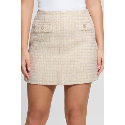 GUESS  Eco Daphnee Mini Flap Sk Cream Tweed Combo Taglia: M | Minigonne Outlet | Donna | Bianco