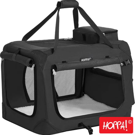 Hoppa! Hondendraagtas, hondenbox, hondentas, opvouwbaar, 60 x 42 x 42 cm, zwart