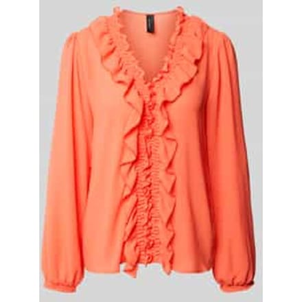 Blouse met ruches en V-hals