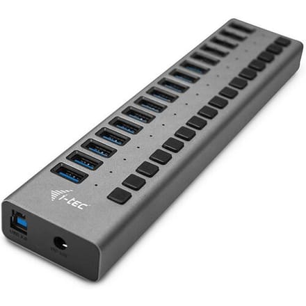 I-Tec USB 3.0 Charging HUB 16 port + Stroom AV / multimedia paneel 90 W USB hub - 16 - Grijs