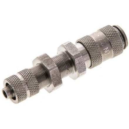RVS DN 2.7 (Micro) Luchtkoppeling Snelkoppeling 4x6 mm Push-On Schotkoppeling Double Shut-Off - CLS2-NB-S-SV-4