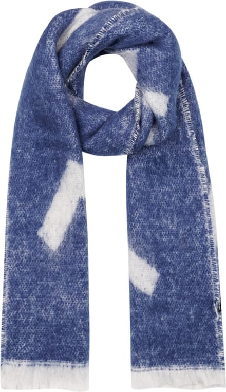 Damessjaal - Blauw met witte print - Groot - Langwerpig - 195 x 40 cm