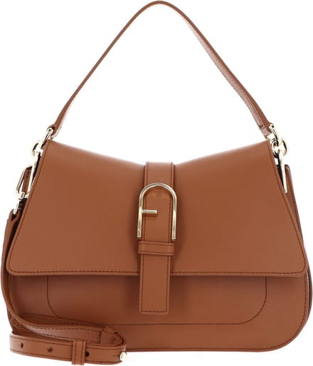 FURLA Leren Schoudertas Flow Top Handle Brandy Lichtbruin