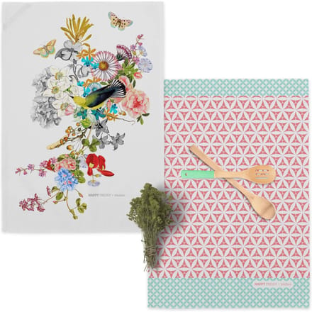 Set van 2 theedoeken Floral branch | Happy Friday