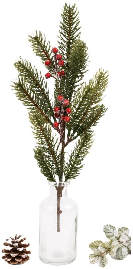 Feeric lights & Christmas Dennentak - groen - met bessen - 52 cm - kunststof - decoratief